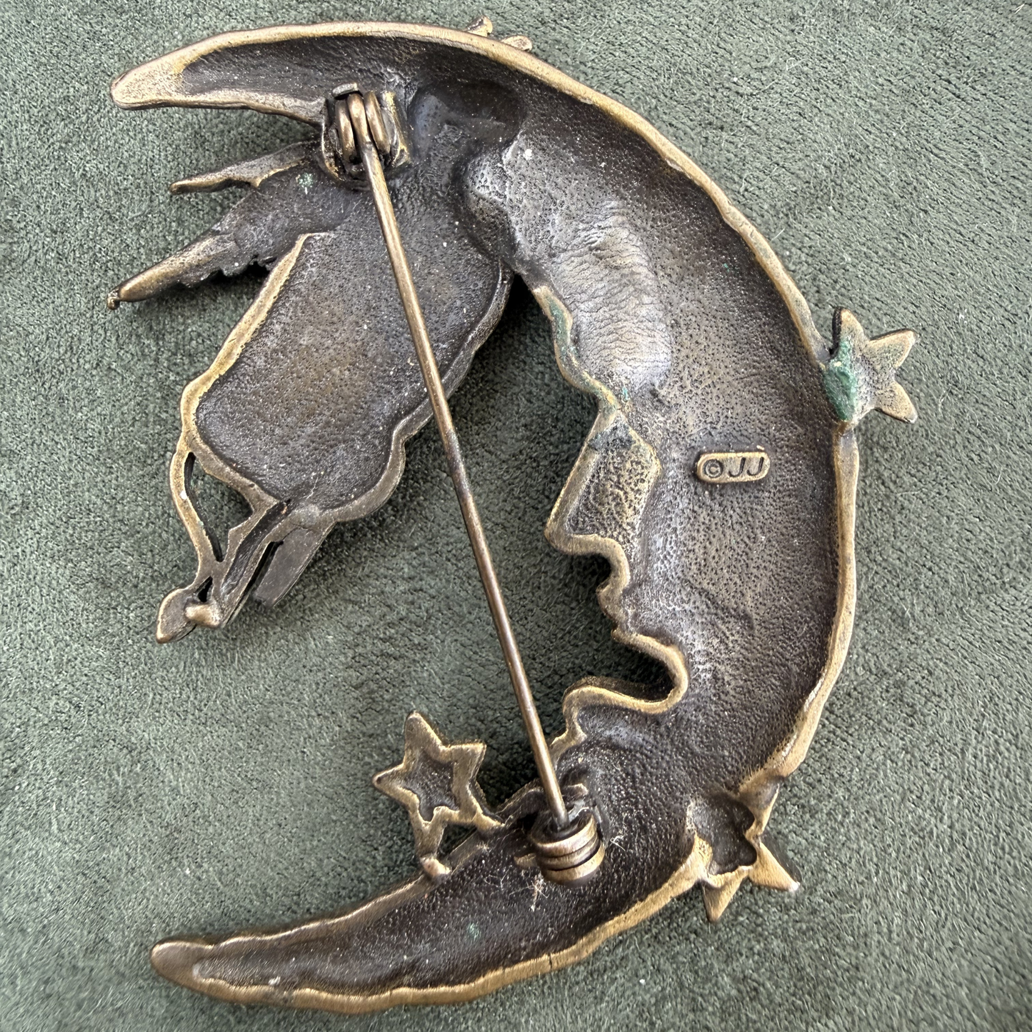 Vintage JJ “Cow Jumping Over the Moon” Celestial Brooch